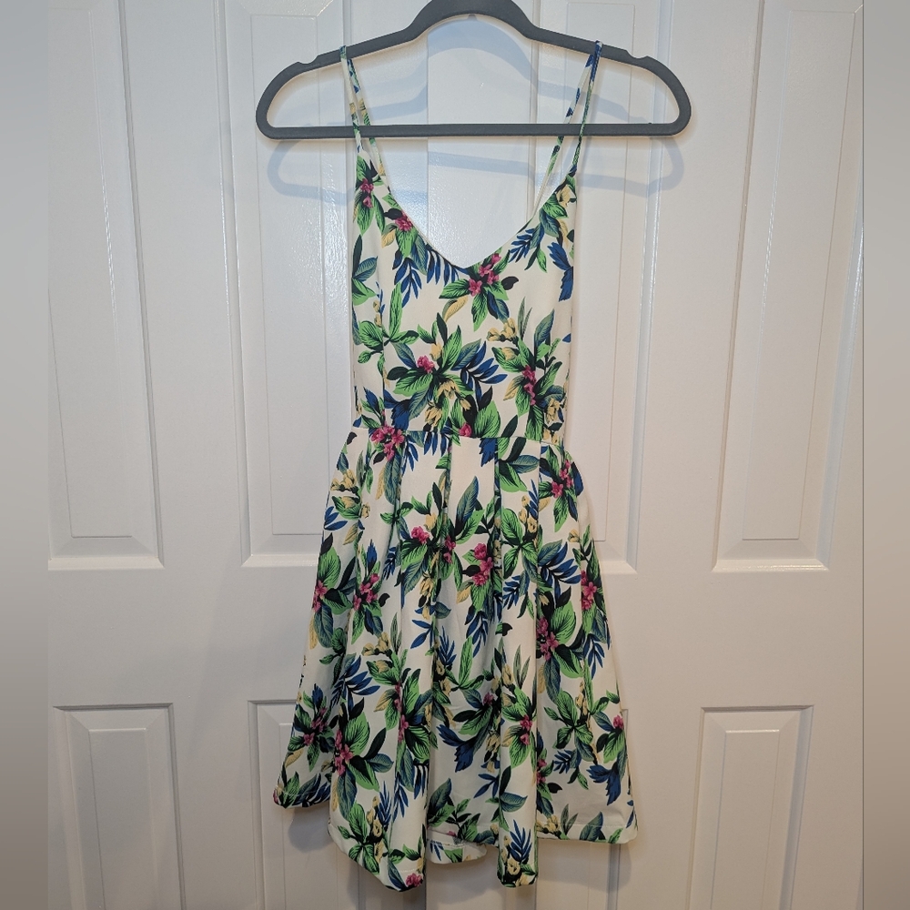 Paper Crane Dress Tropical Green Pink Floral Sz S